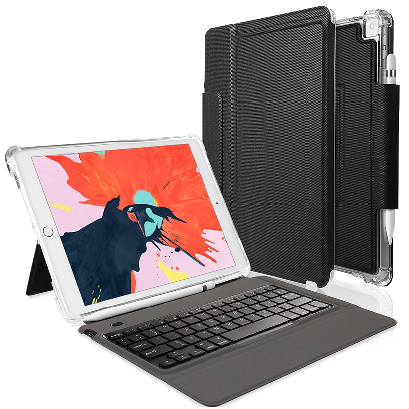 iPad Wireless Bluetooth Keyboard Case, Smart Magnetic Detachable Kickstand case  with Pencil Holder, Auto Sleep Wake Up